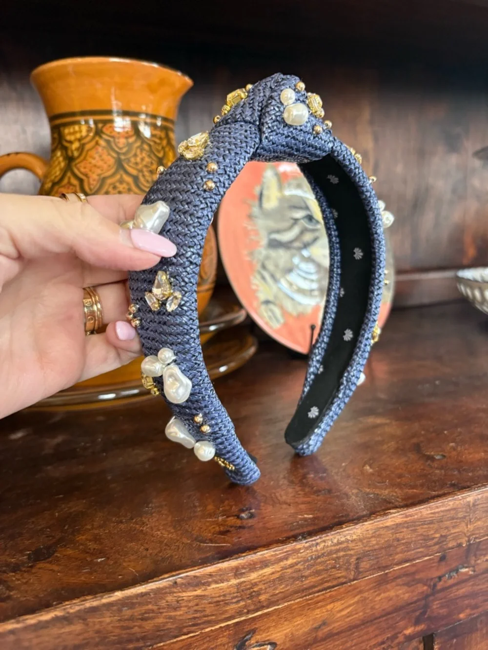 💙Lele Sadoughi💙

—NWOT, Slim Knotted Raffia Oasis Embellished Headband - Picture 3 of 7
